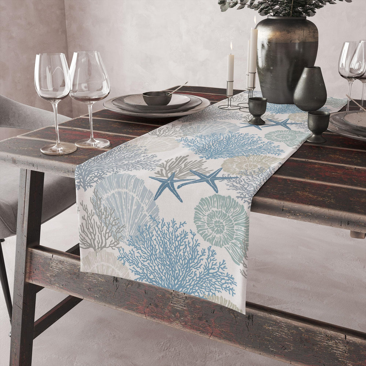 Coastal Beach Tablecloth (13x90inch / Ocean 12)