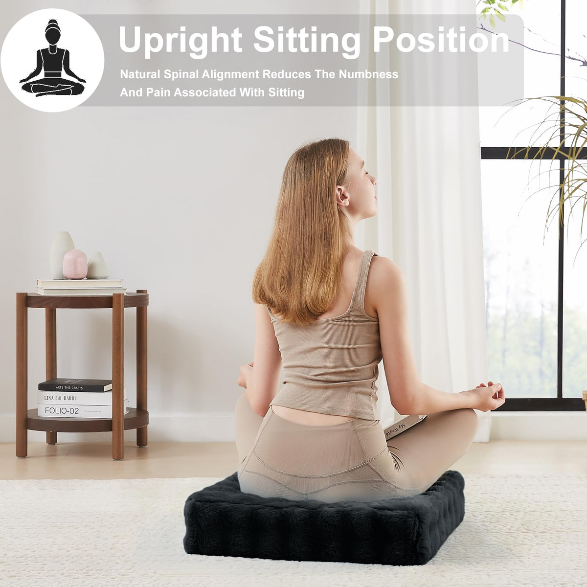 22 inches Floor Pillow for Adults (Black / 1 Count)