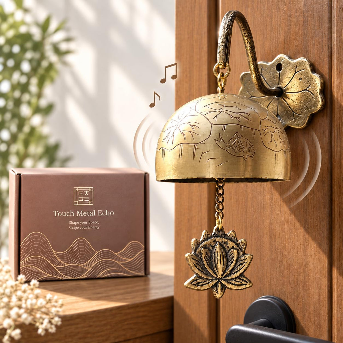 Solid Brass Bell for Door (Gold Lotus)