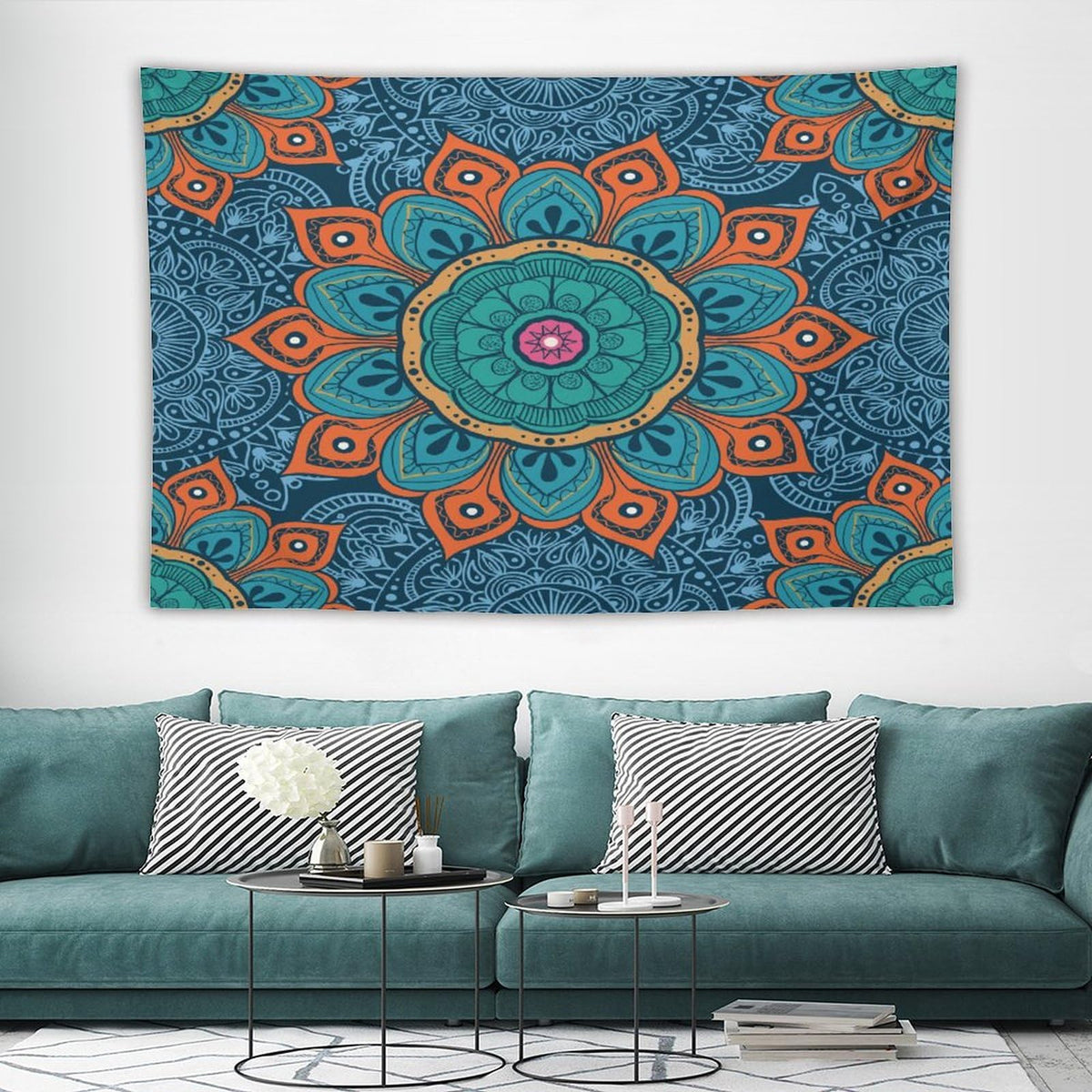 Abstract Mandala Tapestry Wall Hanging Indian Hippie Bohemian Art Floral Texture Pattern Tapestries Home Decor for Living Room Bedroom Kitchen Dorm 60"x90" (60"L x 90"W / Mandala-13)