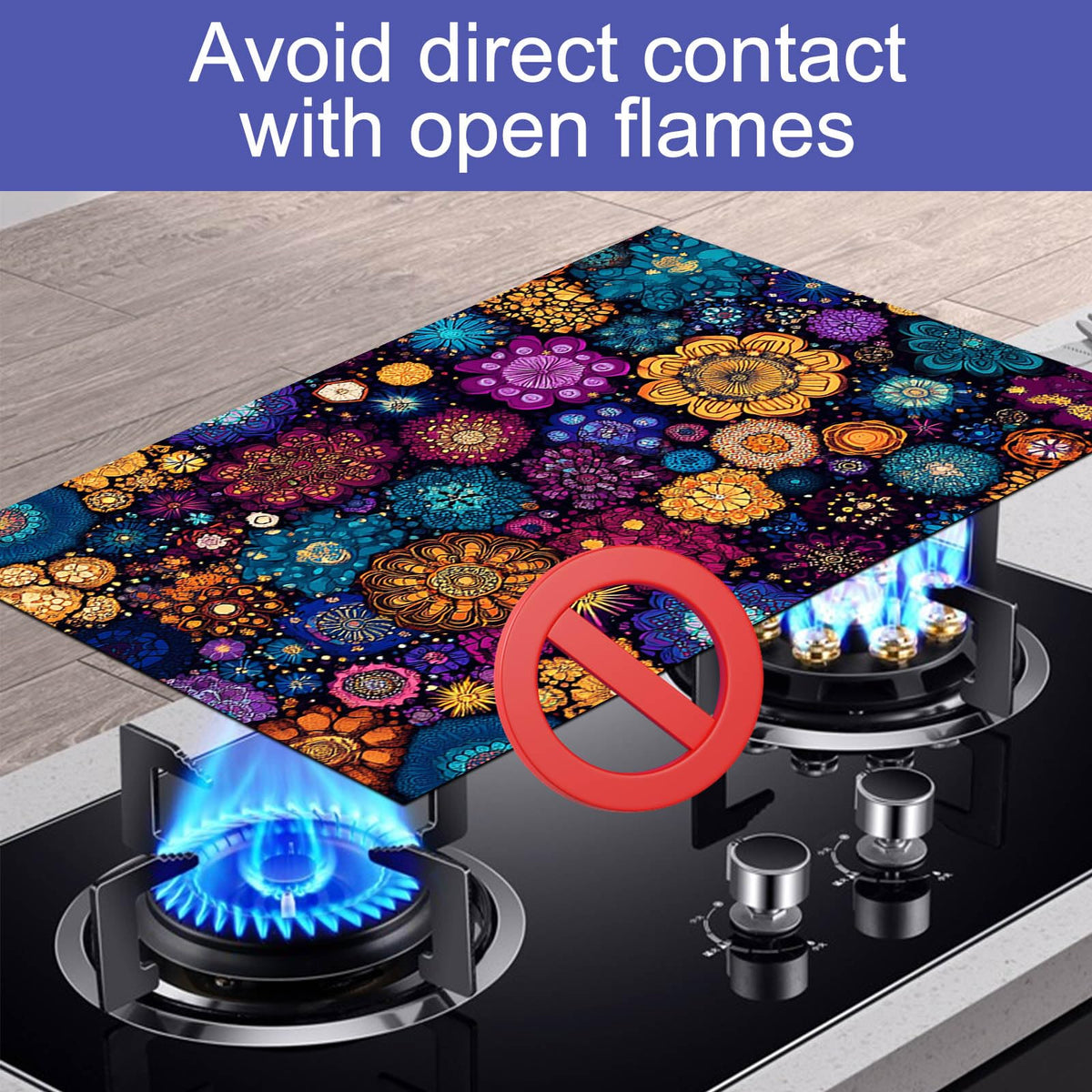 Stove Top Cover 28x20 Colorful Mandala Flower Heat Resistant Mat