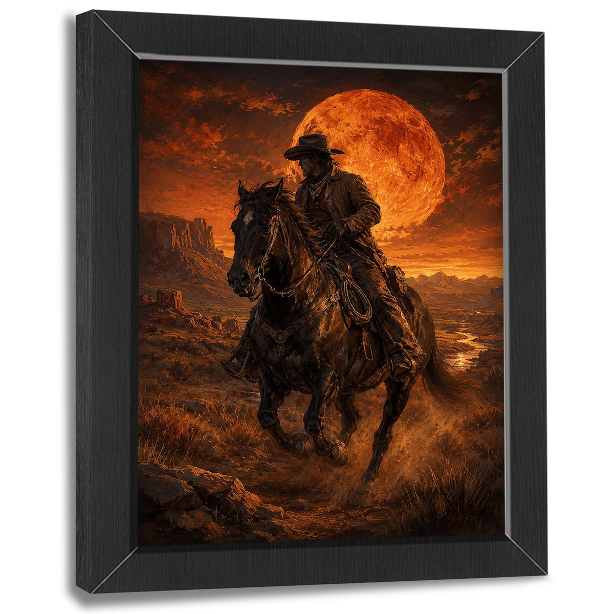 Western Coyboy Decor Wall Art (Wall Art Framed 01 / 10"L x 8"W)