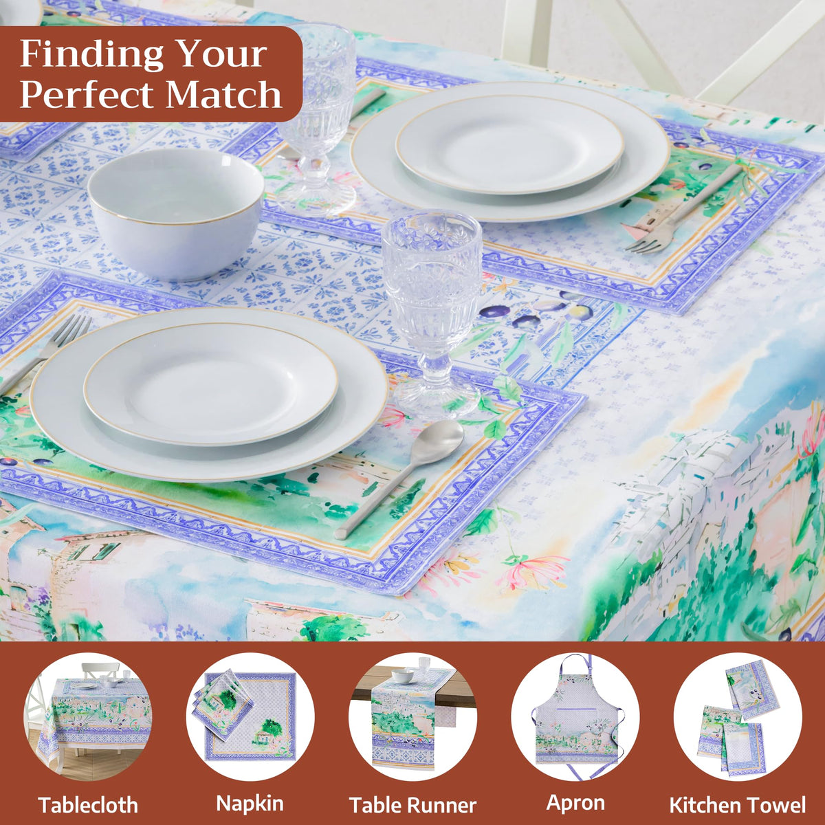 Placemats Set of 4 Reusable 100% Combed Cotton (038 - Luberon / 13" X 19" (Pack of 4))