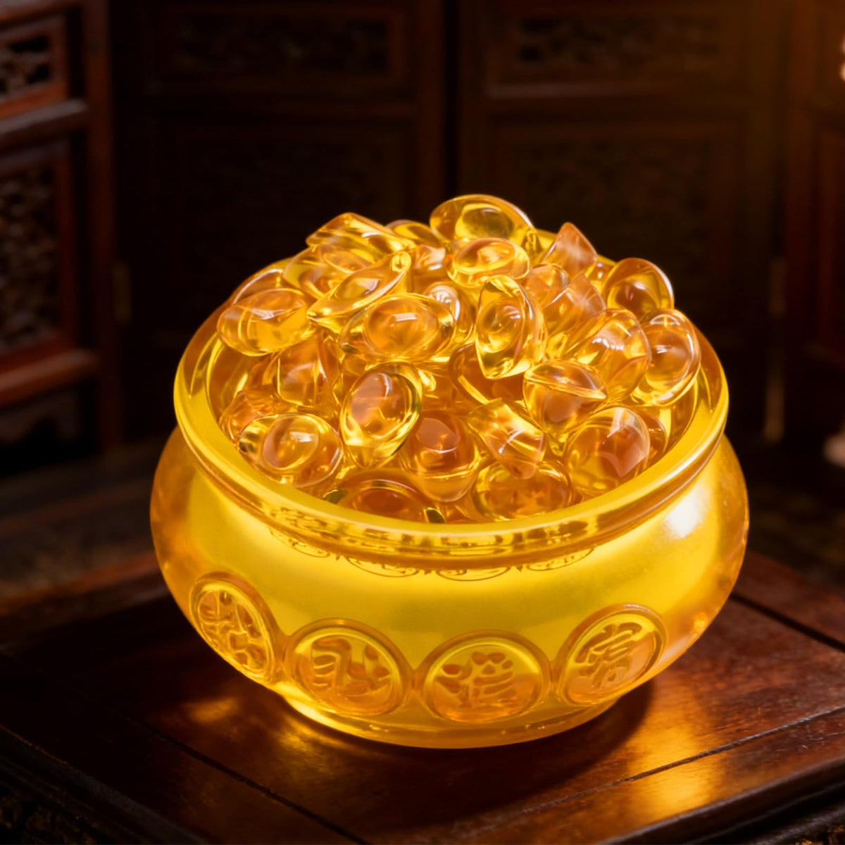 4.75" Large Feng Shui Treasure Basin with 186 Crystal Ingots (4.75inches)