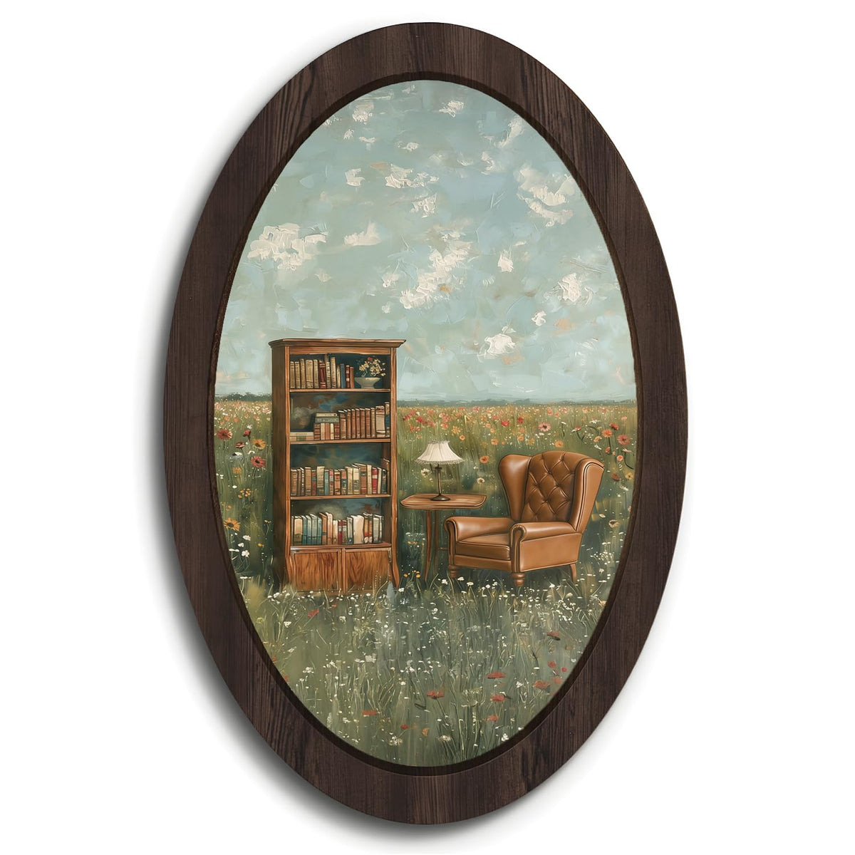 Book Lover Wall Art Framed (field reading)