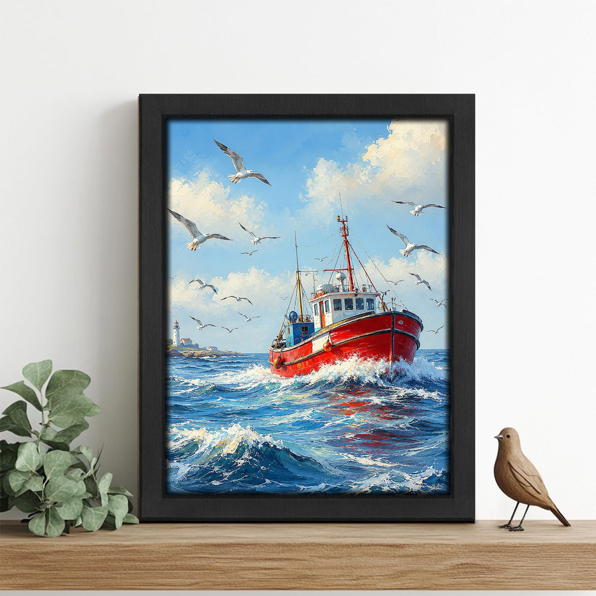 Ocean Boat Decor Wall Art (Wall Art Framed 07 / 20"L x 16"W)