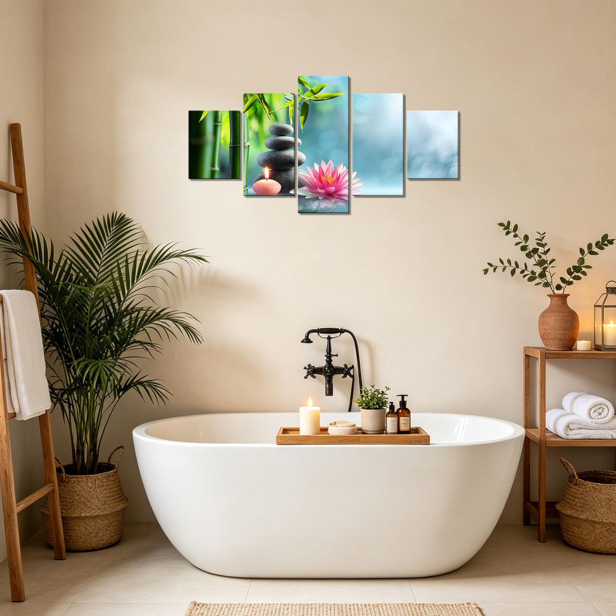 Zen Wall Art Yoga Spa Decor for Beauty Salon (60Lx 32W-11)
