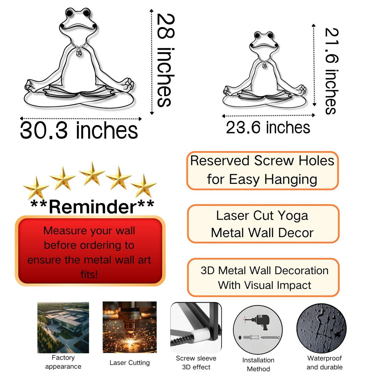Metal Zen Wall Art (30.3"x28"/77x71cm / BLACK)