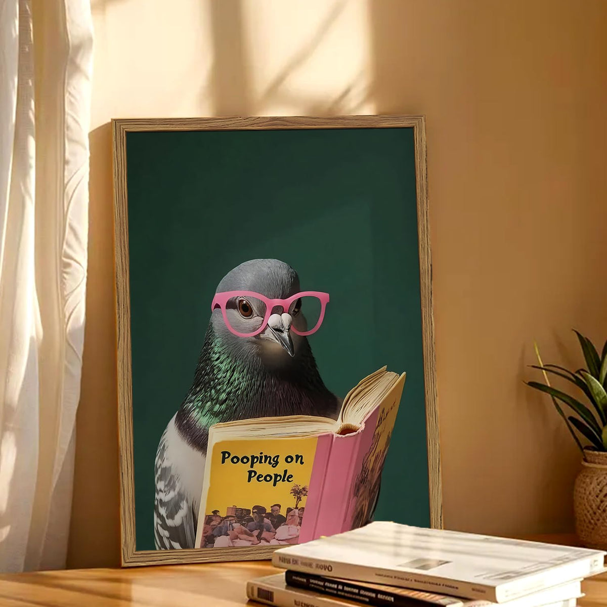 Framed Funny Pigeon Wall Art (Pigeon / 16"L x 12"W)