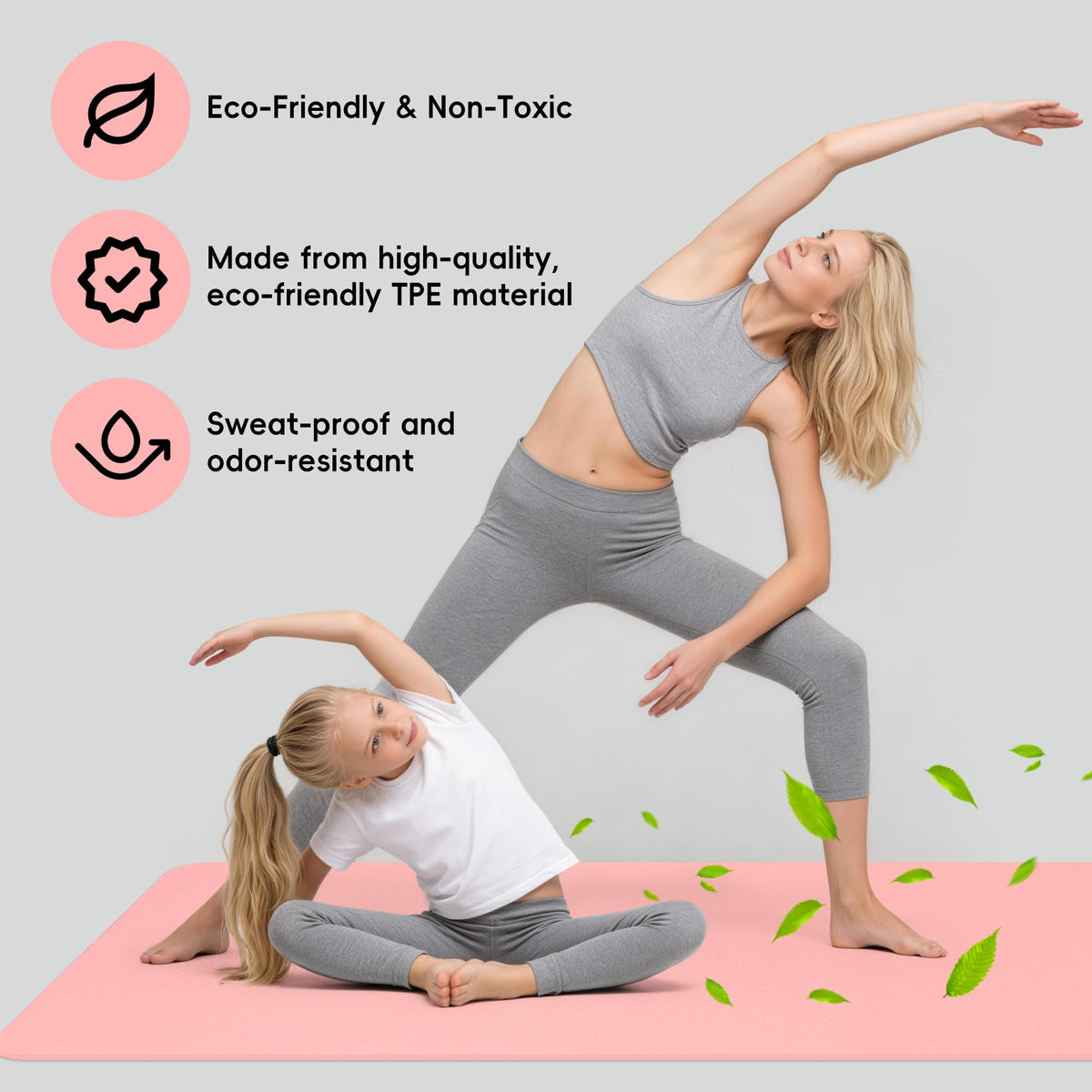 Extra Wide Yoga Mat 72" x 32" (Cornelian Cherry Pink)