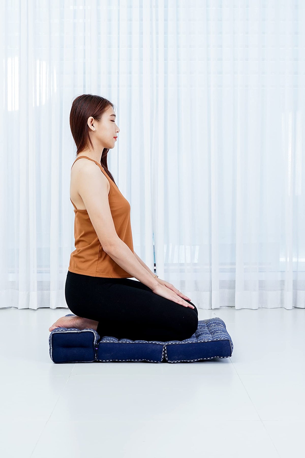 Foldable Meditation Cushion 20 x 28 x 4.5 inches Kapok Floor Seat (Cbt2 - Dark Blue)