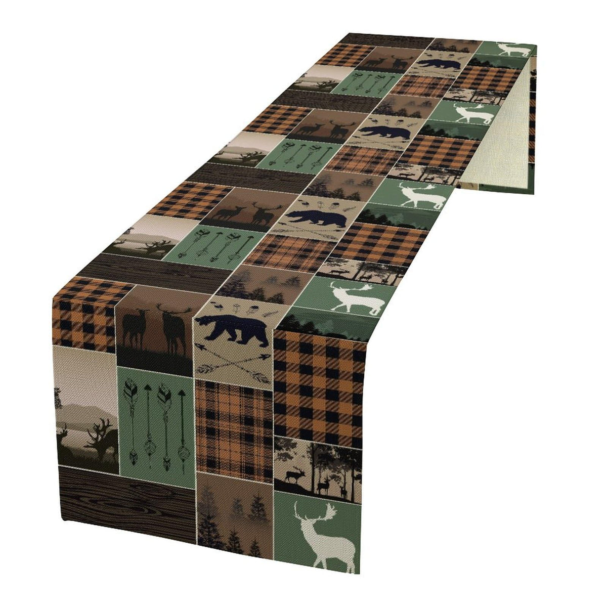 Rustic Country Cabin Hunting Moose Table Runner (13x72inch / Bear-4)