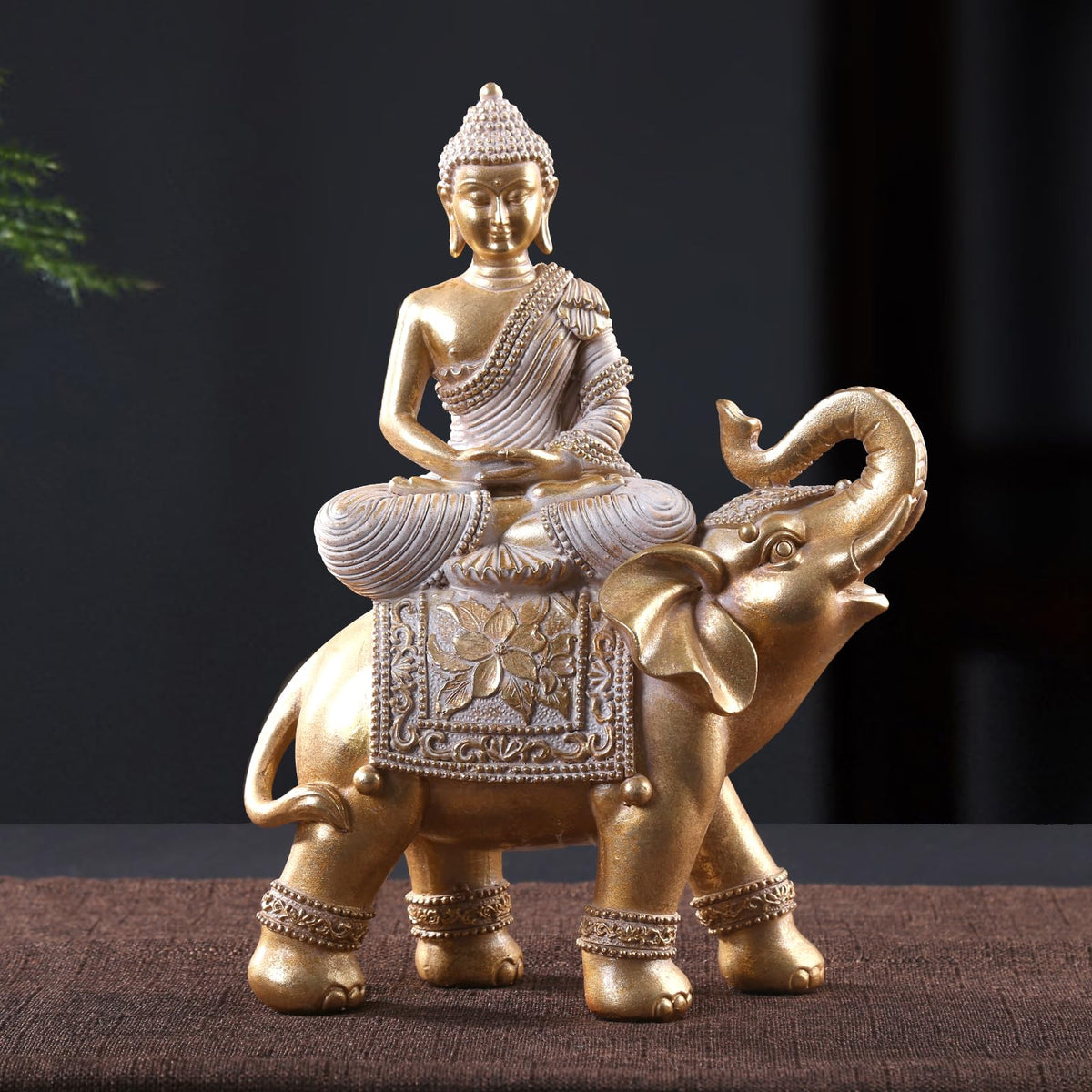 Buddha Statue for Home Decor Gold 9.25" (Elephant Buddha Statues / 6.69"*3.35"*9.25")