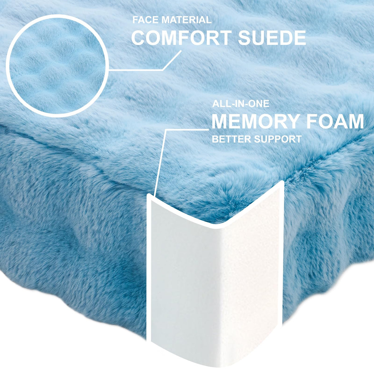 2 Pcs High Density Foam Floor Pillow (Sky Blue / 2 Counts)