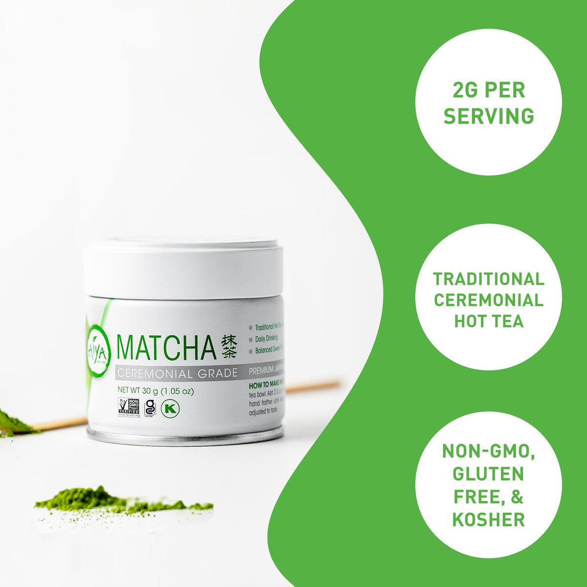 Aiya Authentic Japanese Premium First Harvest Ceremonial Grade Matcha Green Tea Powder (1.06 Ounce (Pack of 1))