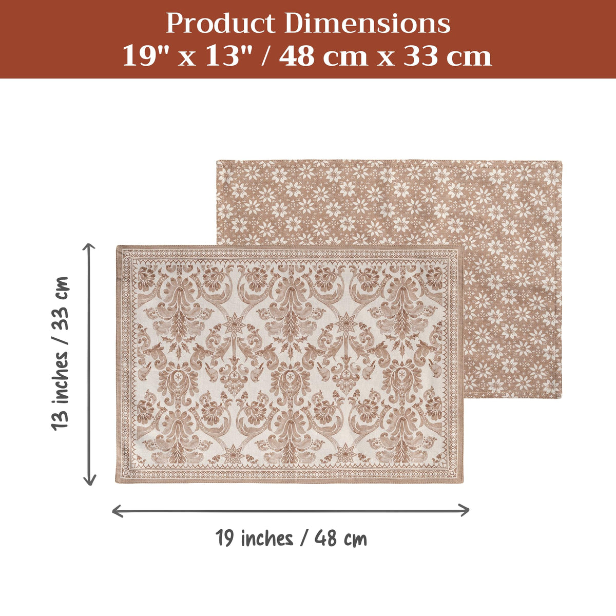 Placemats Set of 4 Reusable 100% Cotton (132 - Allure / 13" X 19" (Pack of 4))