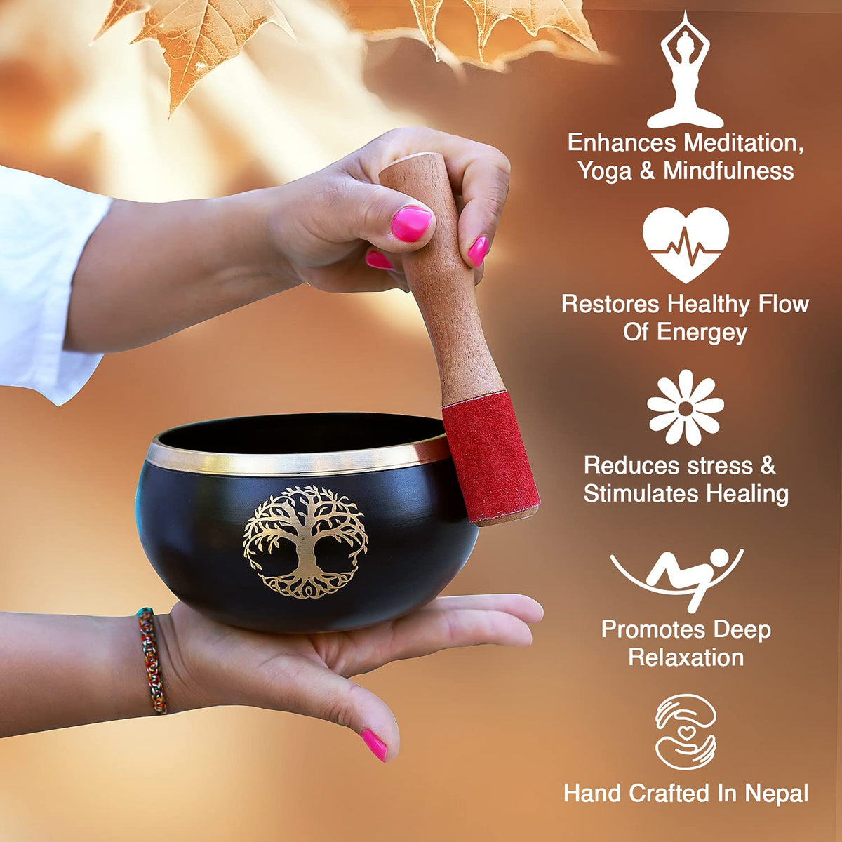 Tibetan Tree Of Life Singing Bowl Mallet Cushion Set ~ For Meditation (Turquoise)
