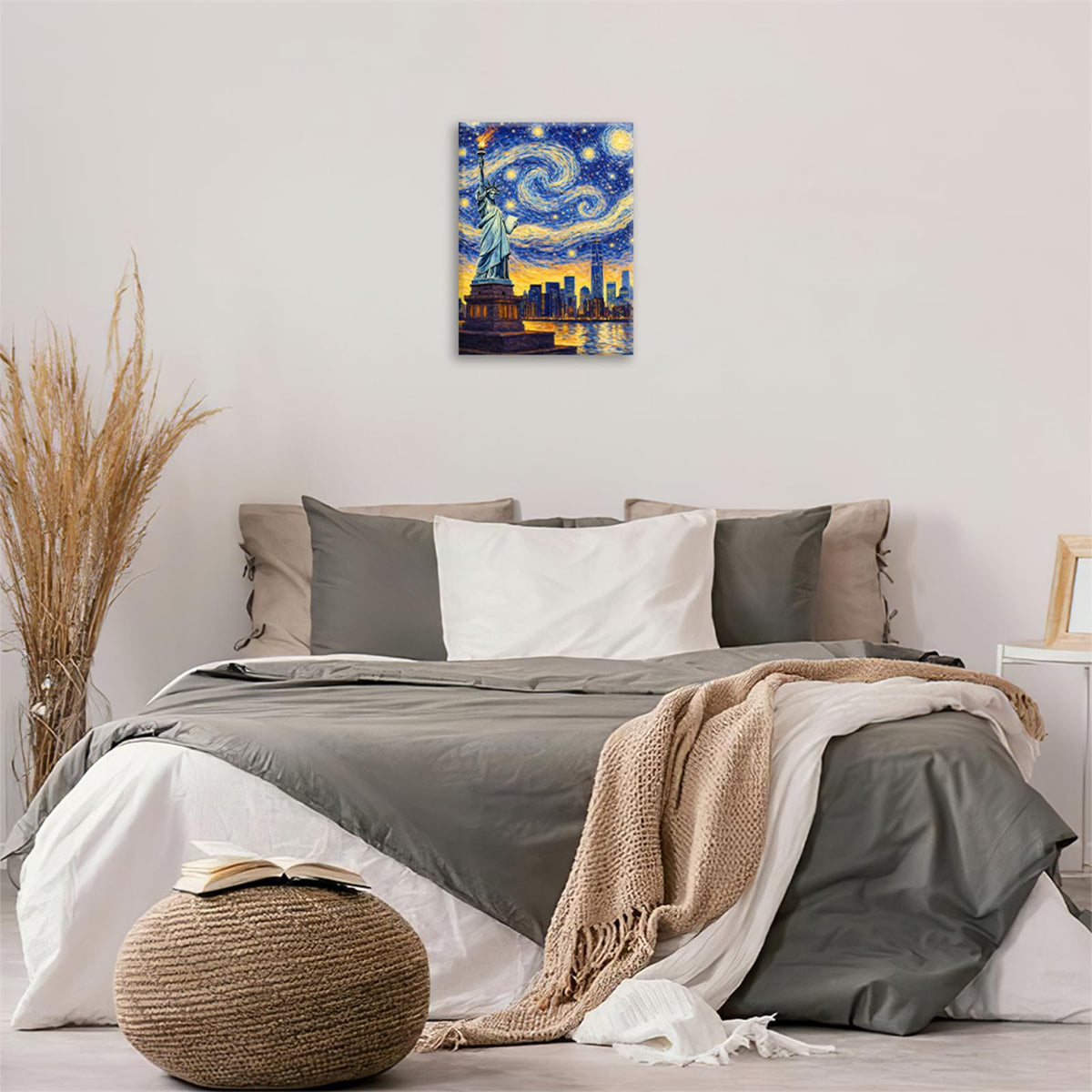 New York City Wall Art Statue of Liberty Wall Decor Starry Night Canvas Painting Pictures for Bathroom Bedroom Living Room 12"x16" (Statue Of Liberty Starry Sky / 16"L x 12"W)