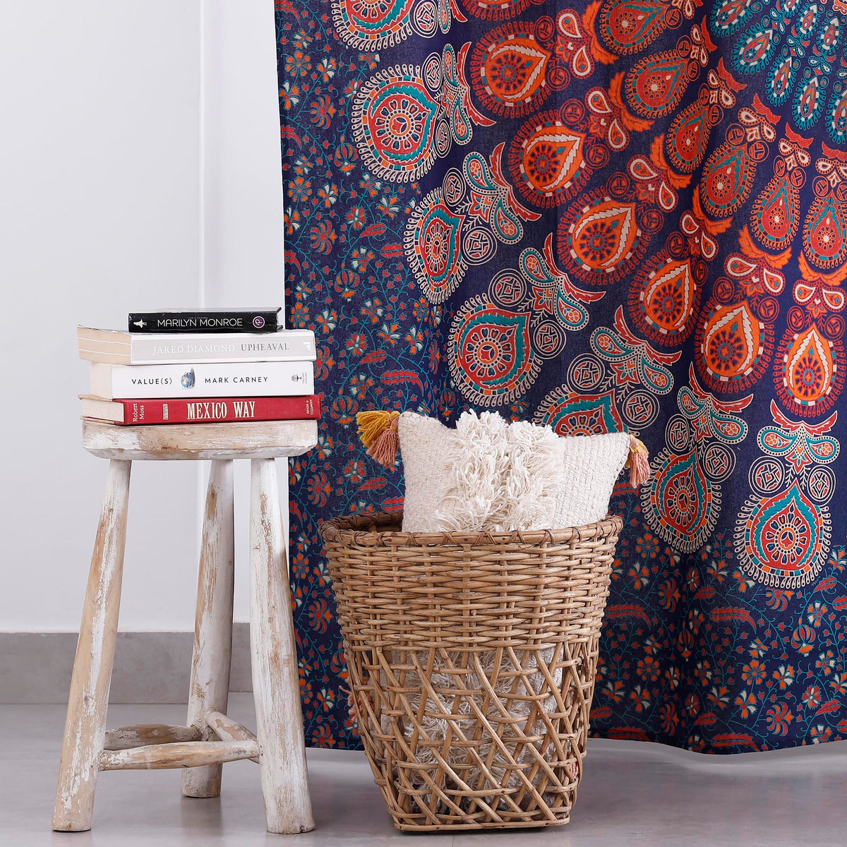 Blue Hippie Mandala Curtains 100 Inch Length for Living Room Bedroom 2 Panels Set Light Filtering Semi Sheer Window Curtains 84 Inch Width Boho Farmhouse Drapes W84xL100 Blue Multi (Blue Multi / 84"W x 100"L (Pack of 2))