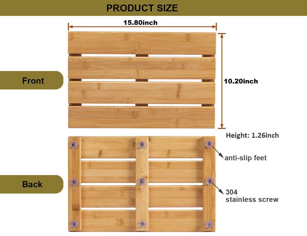 Small Bamboo Bath Mat (Clear / 15.8" x 10.2" (Rectangular))