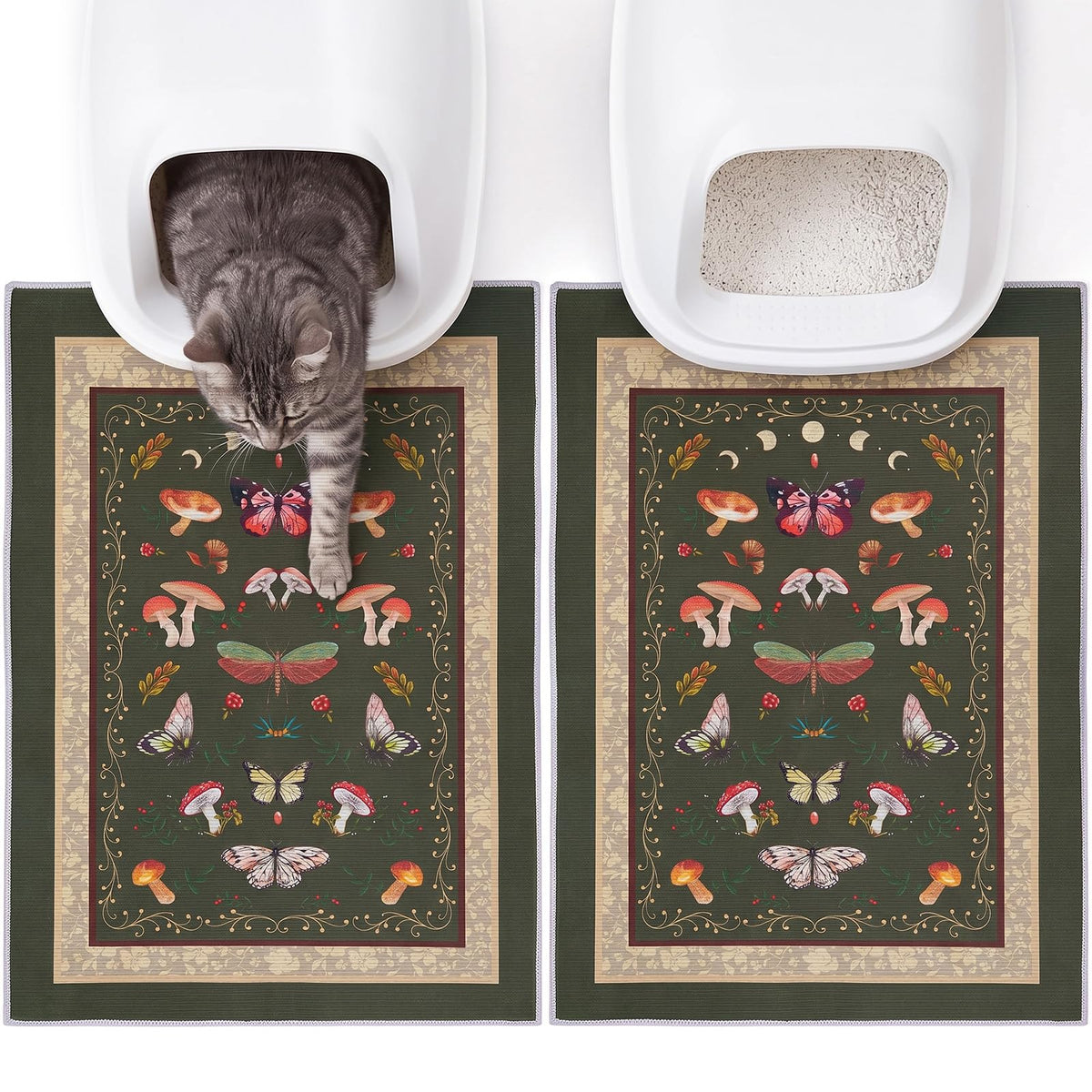 Cat Litter Mat (Brown Mushroom / L(33x22in))