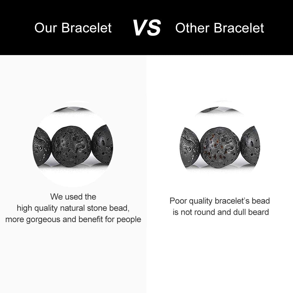 Bracelets for Men (" Tiger eye&Lava Rock Bracelets)