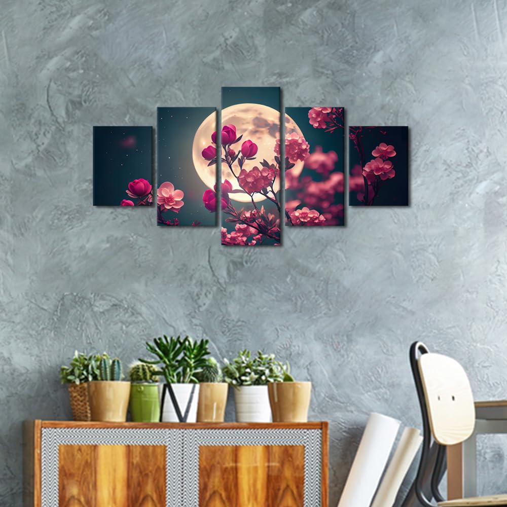 Wall Art Canvas Print Mystical Moonlit Forest Fantasy Landscape Artwork Large Framed Poster For Bedroom Living Room Dining Room Decoration Ready To Hang 60"Wx32"H‌ (60''Wx32''H / Artwork-01)