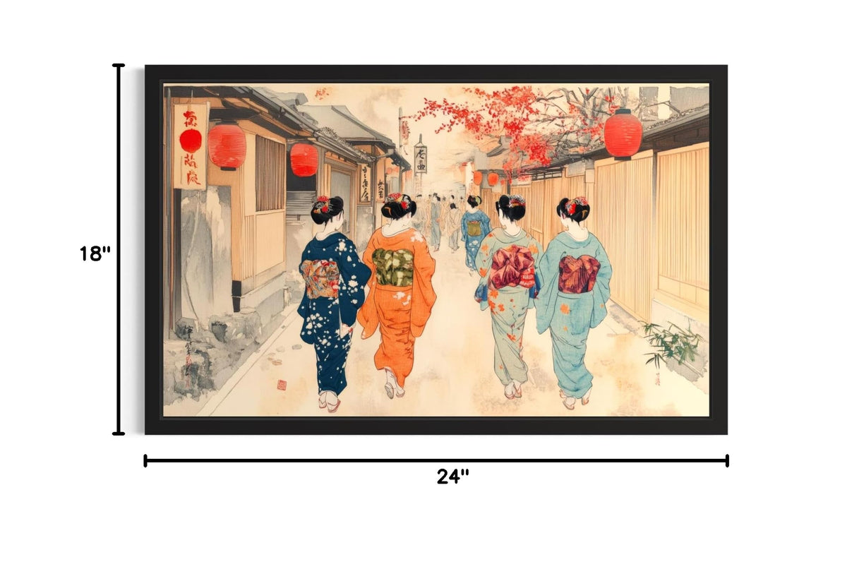 Geishas Black Framed Wall Art Print Poster (Geishas / 24"L x 18"W)