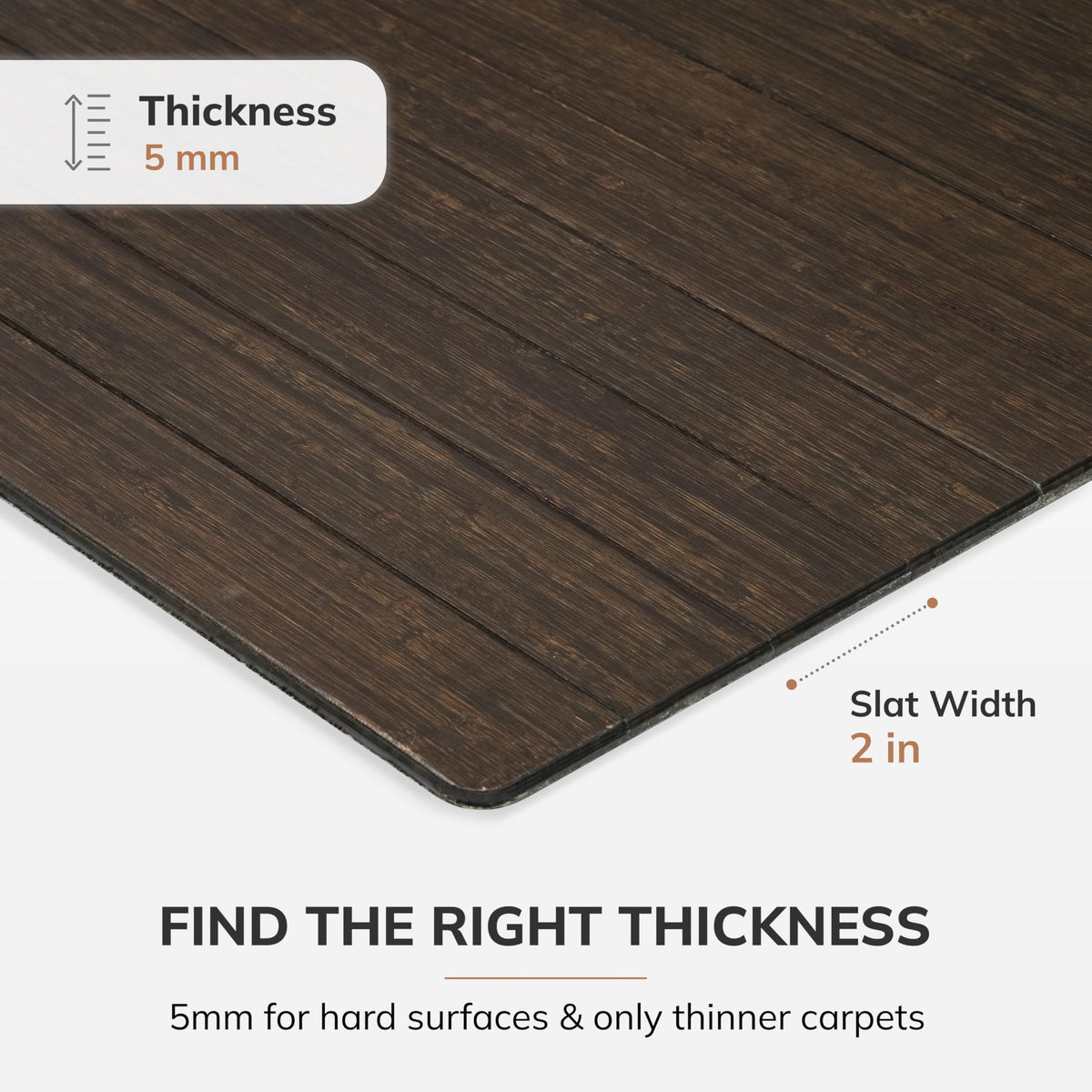 72" x 48" Bamboo Office Chair Mat for Carpet & Hardwood Floor (Espresso / 72" x 48" / Without Lip)