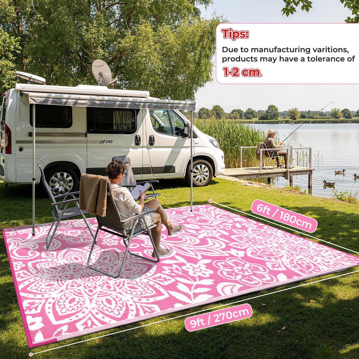 Waterproof Outdoor Rug 6' x 9' (Pink / 6' x 9')