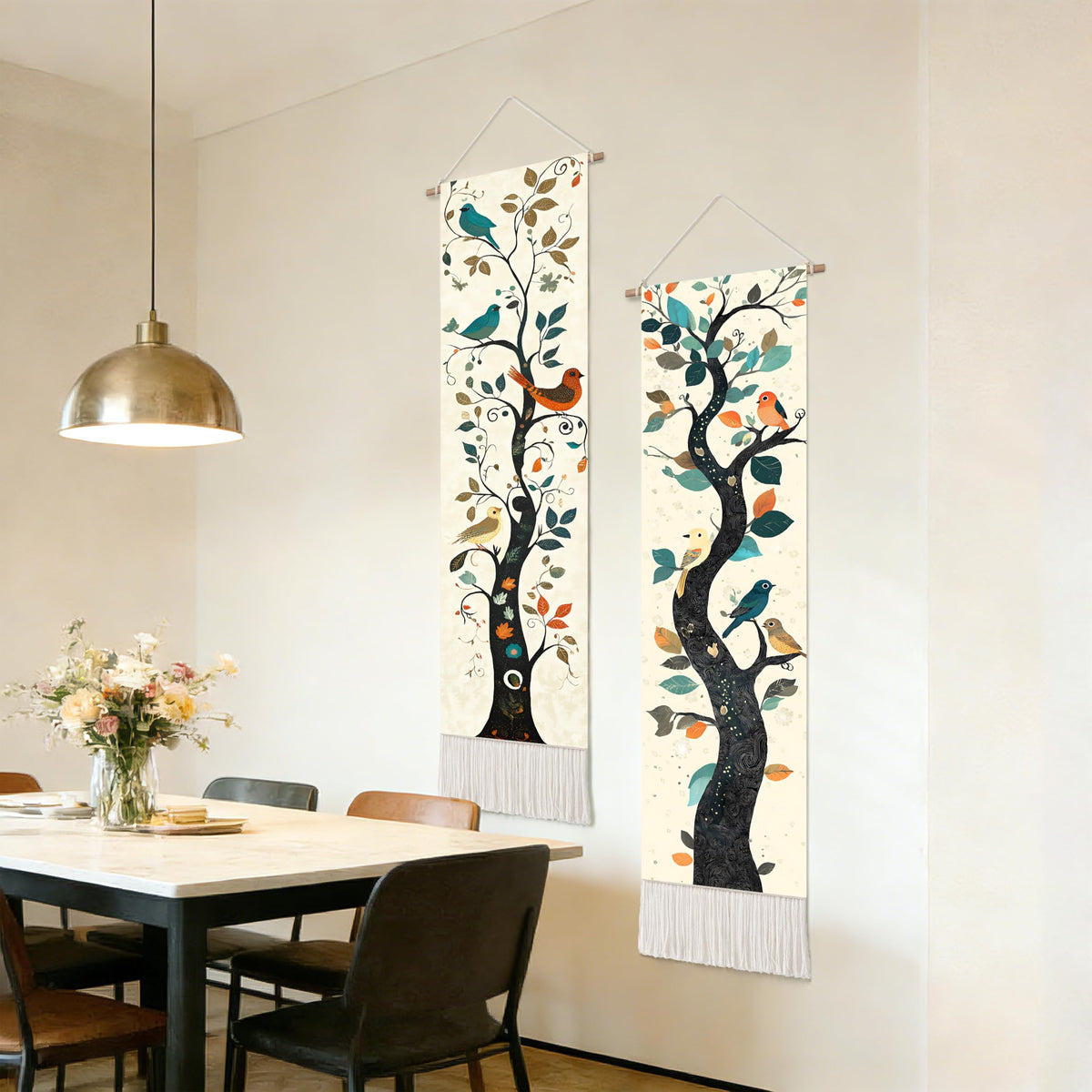 2 Pack Long Vertical Wall Tapestry (Boho Tree / 13"Wx51"H)