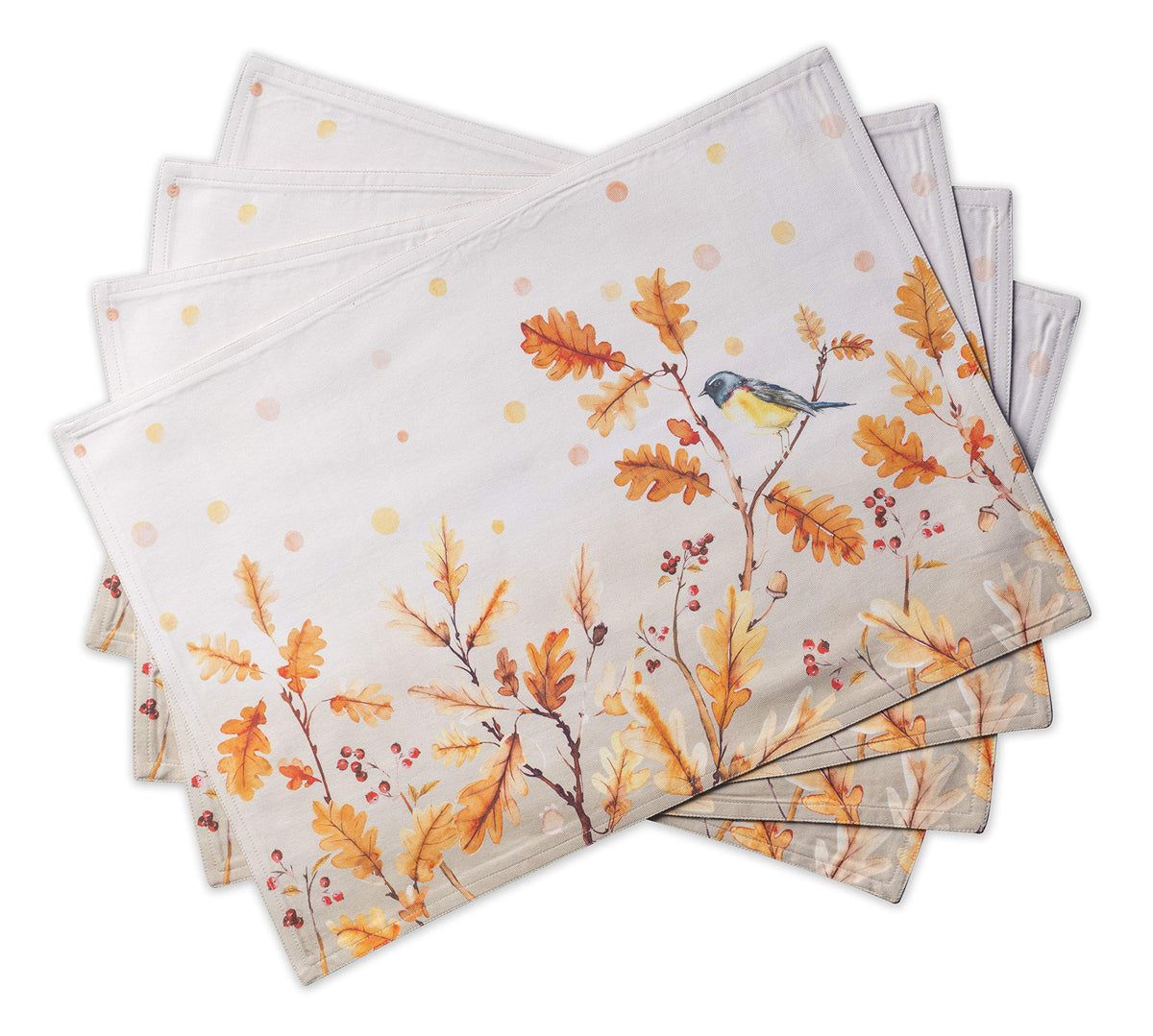 Placemats Set of 4 Reusable 100% Cotton (024 - Oak Leaves / 13" X 19" (Pack of 4))