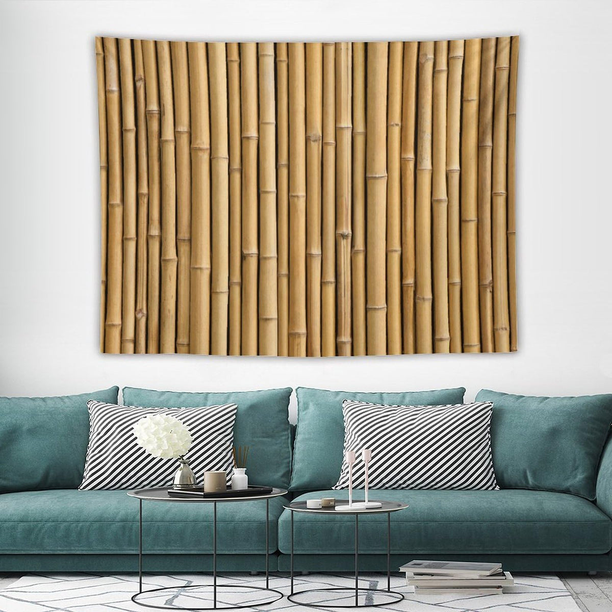 Bamboo Printed Tapestry Wall Hanging Zen Japanese Nature Plant Tapestries Home Decor for Living Room Bedroom Apartment Farmhouse Dorm 60"x80" (60"L x 80"W / Bamboo-11)