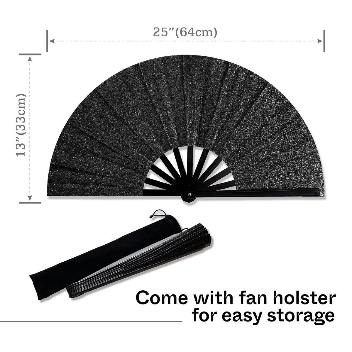 Glitter Line Dancing Rave Fans (Black)