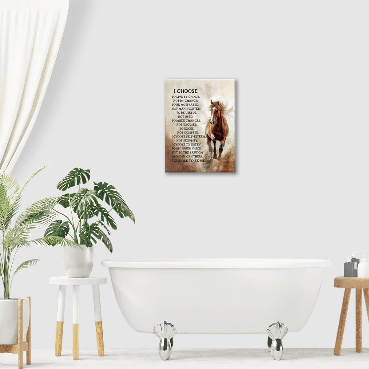 Horse Wall Art Vintage Horse Pictures Decor Inspirational Quotes I Choose Painting Canvas Prints Modern Framed Artwork for Home Bathroom Bedroom Living Room Offic 20"x24" (I Choose Horse / 24"L x 20"W)
