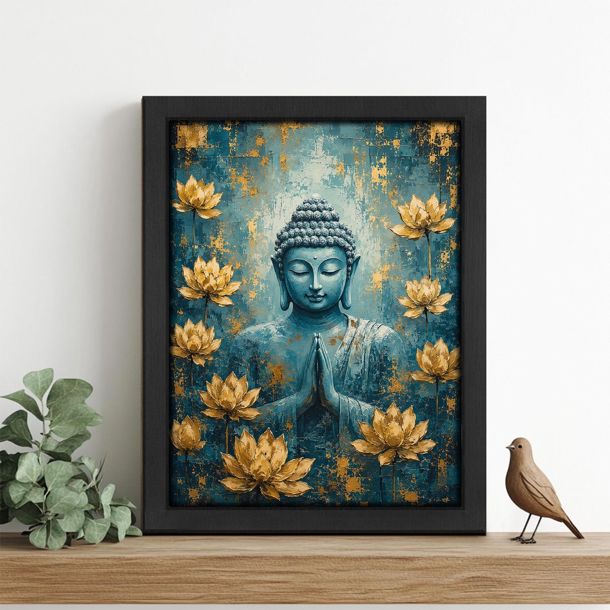 Teal Buddha Decor Wall Art (Wall Art Framed 10 / 10"L x 8"W)