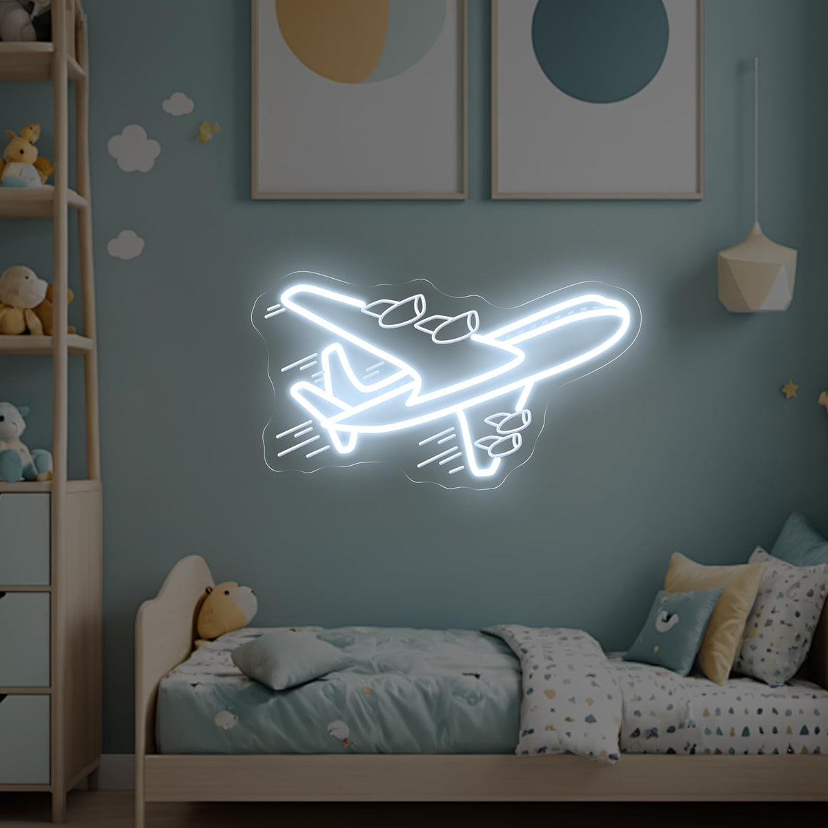 Airplane Neon Sign (Airplane-2-White)