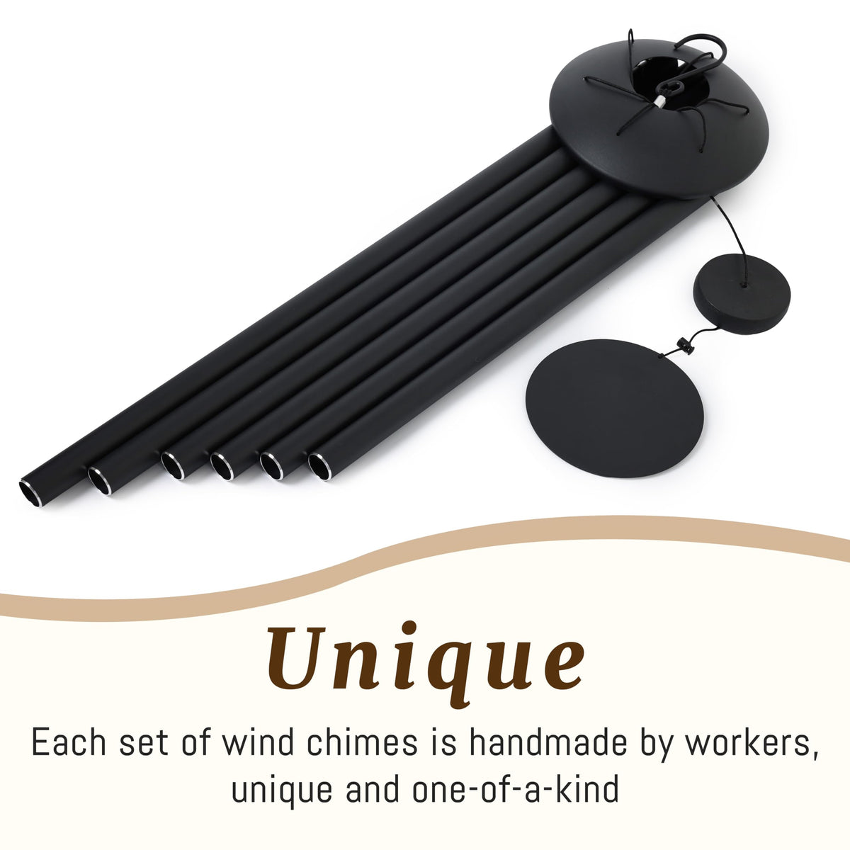 60" Extra Large Wind Chimes for Outside Deep Tone Wind Chimes Garden Decor (Black Thick / 60")