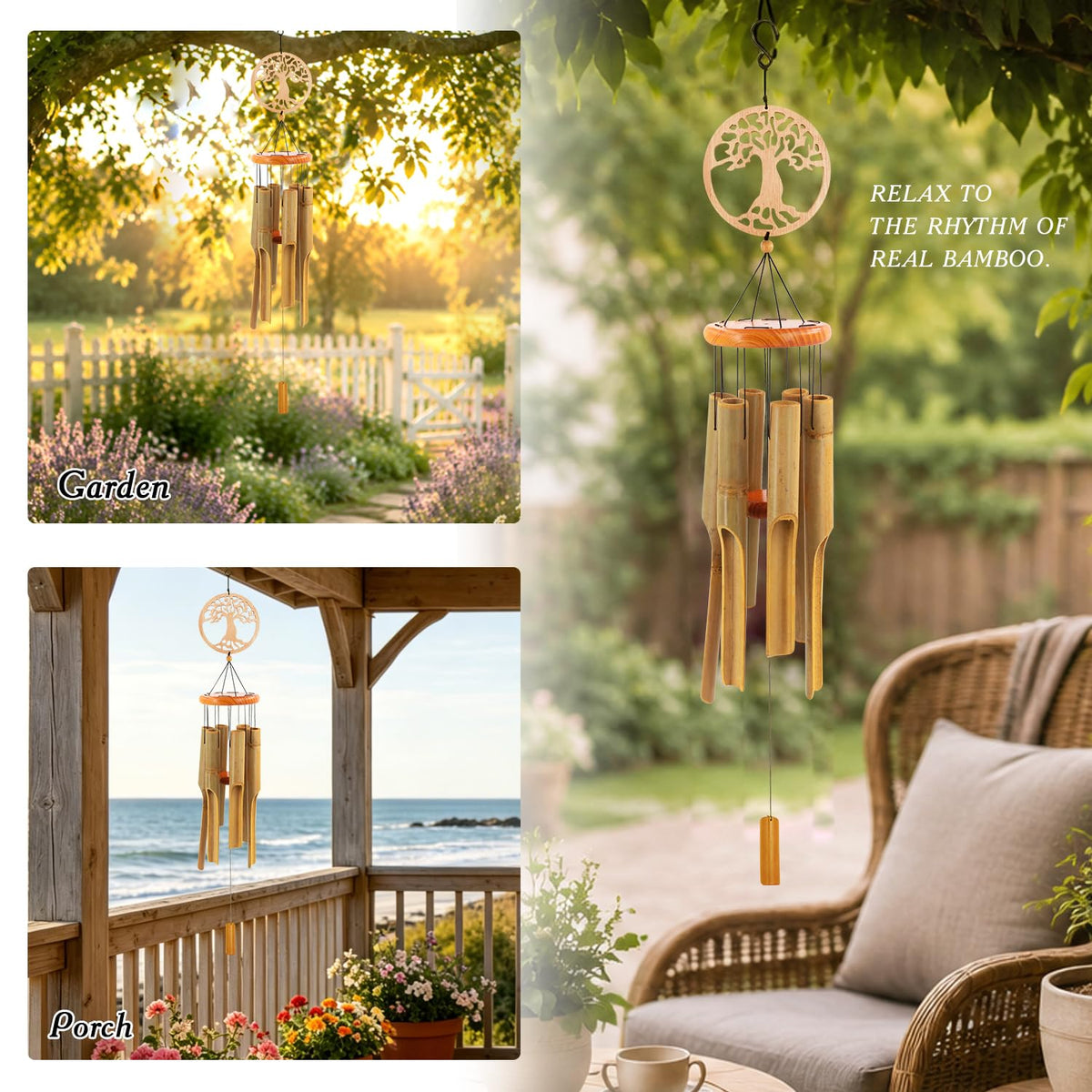 Bamboo Wind Chimes Outdoor (36")