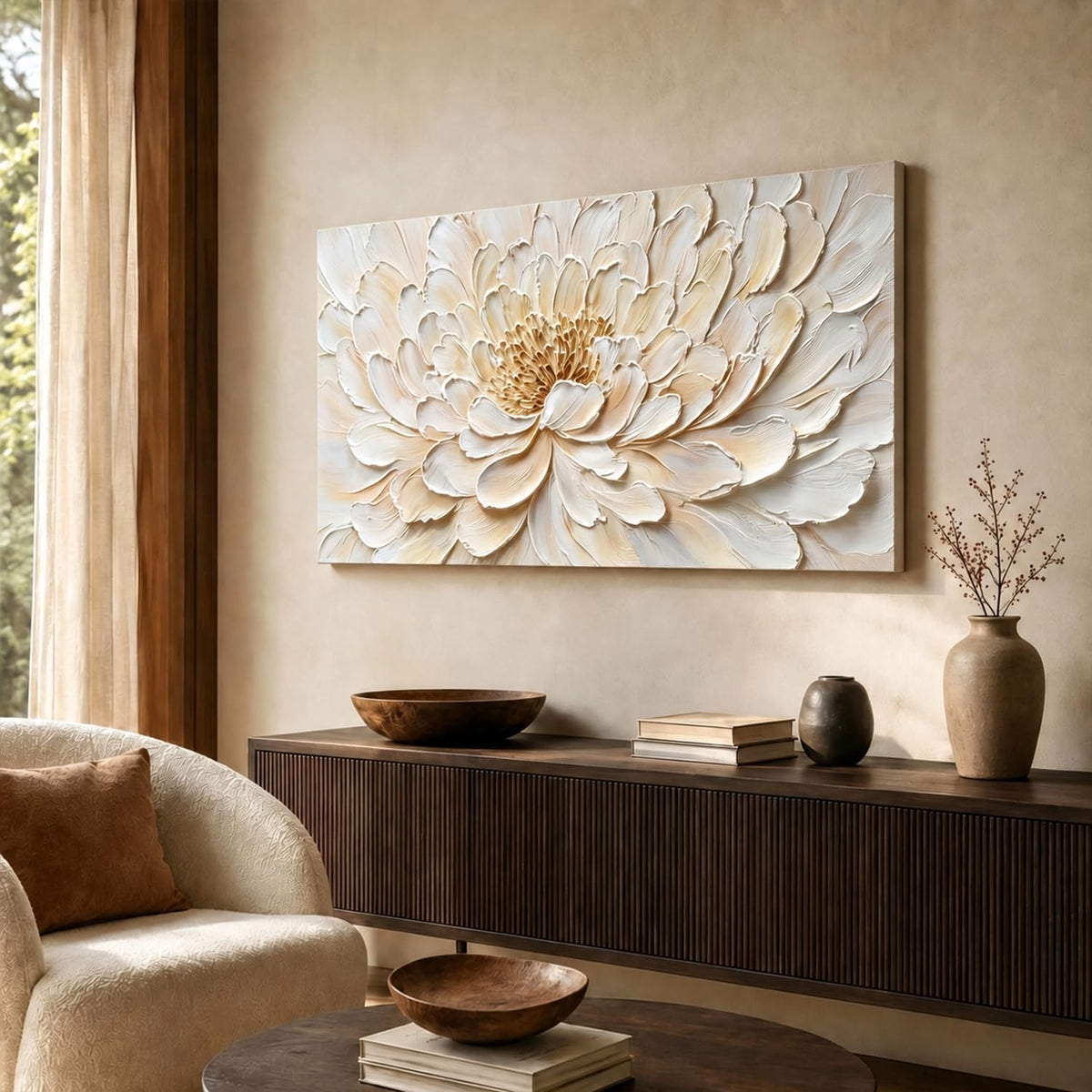 White Lotus Flower Canvas Wall Art Spa Zen Picture Home Decor Modern Textured Lotus Floral Wall Decor for Living Room Decoration Minimalist Blossom Flower Painting Artwork for Bedroom Office 20x40” (40"L x 20"W / White Lotus)