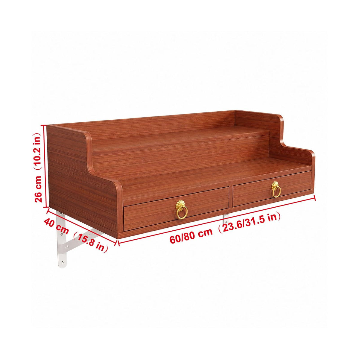 2 Tier Wall Mounted Buddha Altar Shelf with Drawer (White / 60CM/23.6IN)