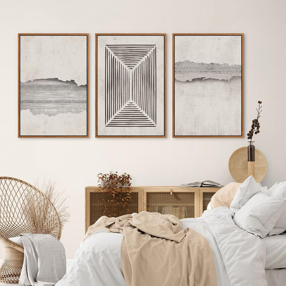 Modern Abstract Canvas Wall Art (Abstract Line / 24"L x 36"W)