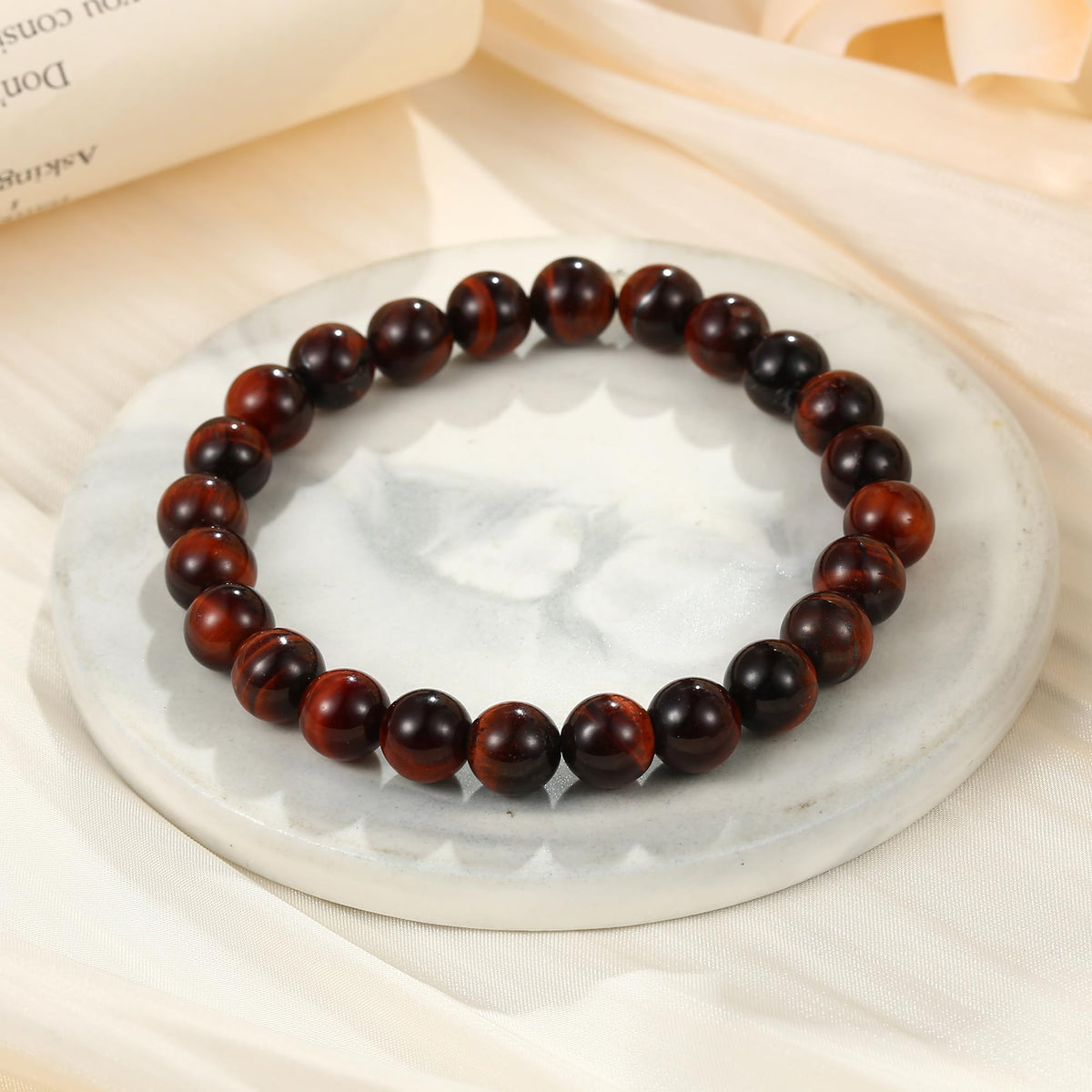 Beaded Bracelets for Mens Gifts (Red Tiger Eye Bracelet)