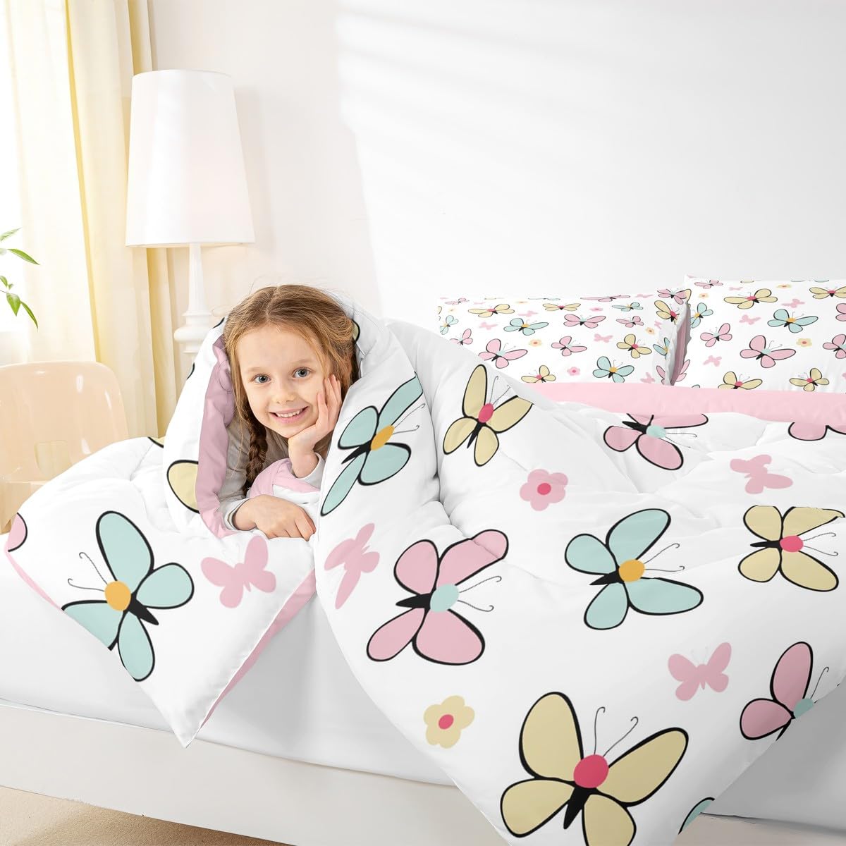 Butterfly Comforter Set Toddler Size for Kids Boys Girls (Multi 808 / Toddler)