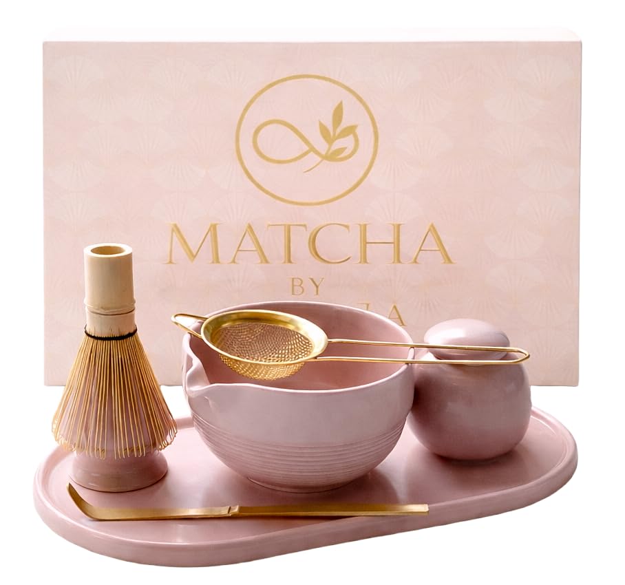 Blush Pink 7 Piece Matcha Tea Set with Bowl & Bamboo Whisk (Blush Pink)