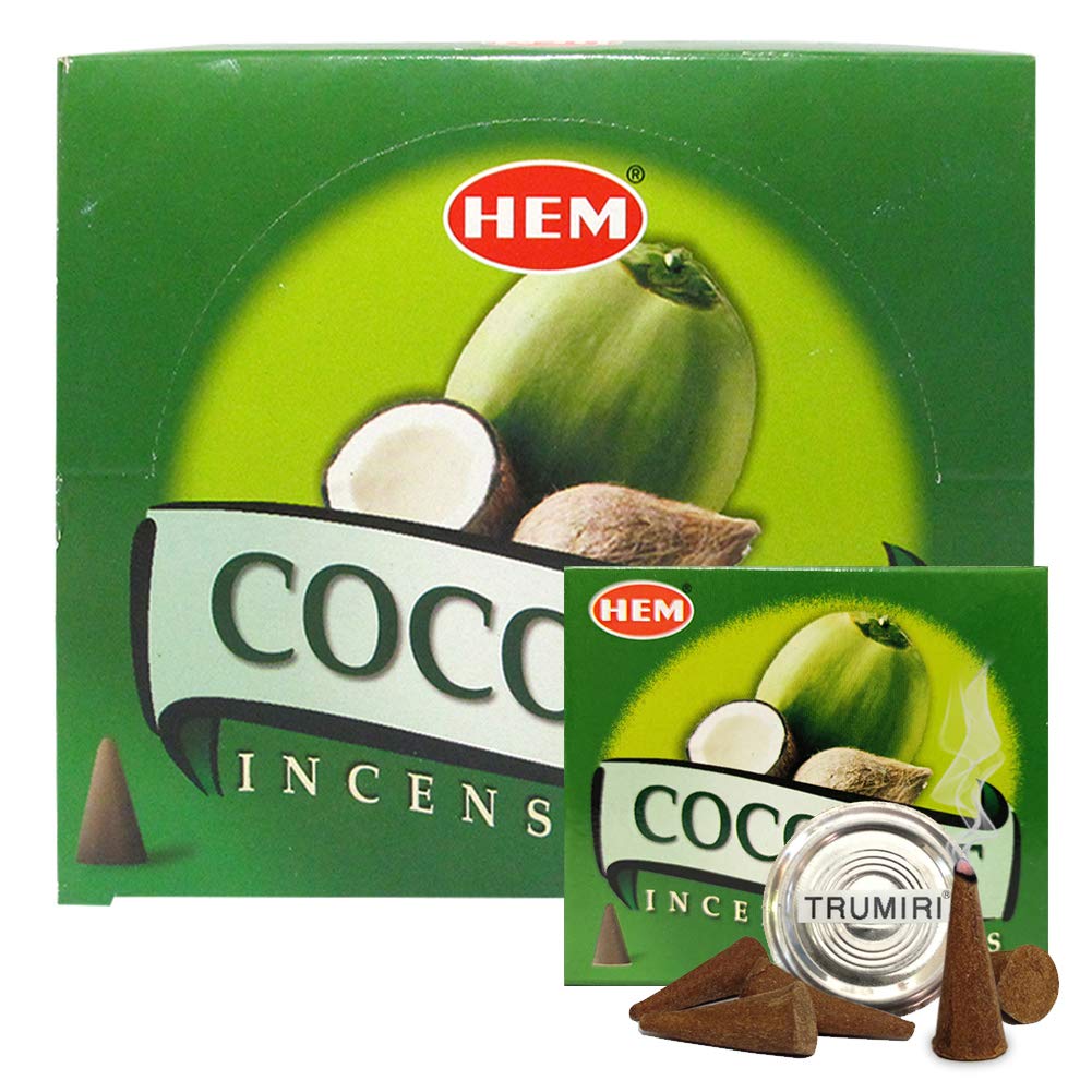 Coconut Incense Cones And Cone Incense Burner Bundle Insence Insense Hem Incense (Coconut)