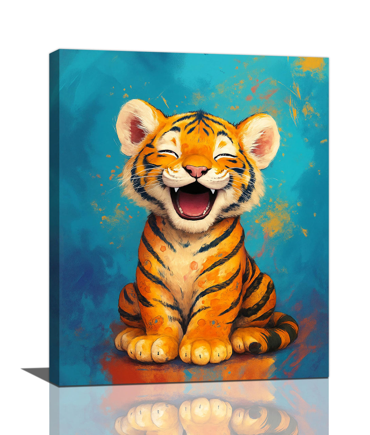 Banksy Tiger Nursery Wall Art For Kids Cute Animal Bathroom Canvas Wall Decor Cartoon Pictures Paintings Prints Artwork Framed Decorations For Girls Boys Children's Room Bedroom Living Room Gifts 16" x 20" (Tiger / 20"L x 16"W)