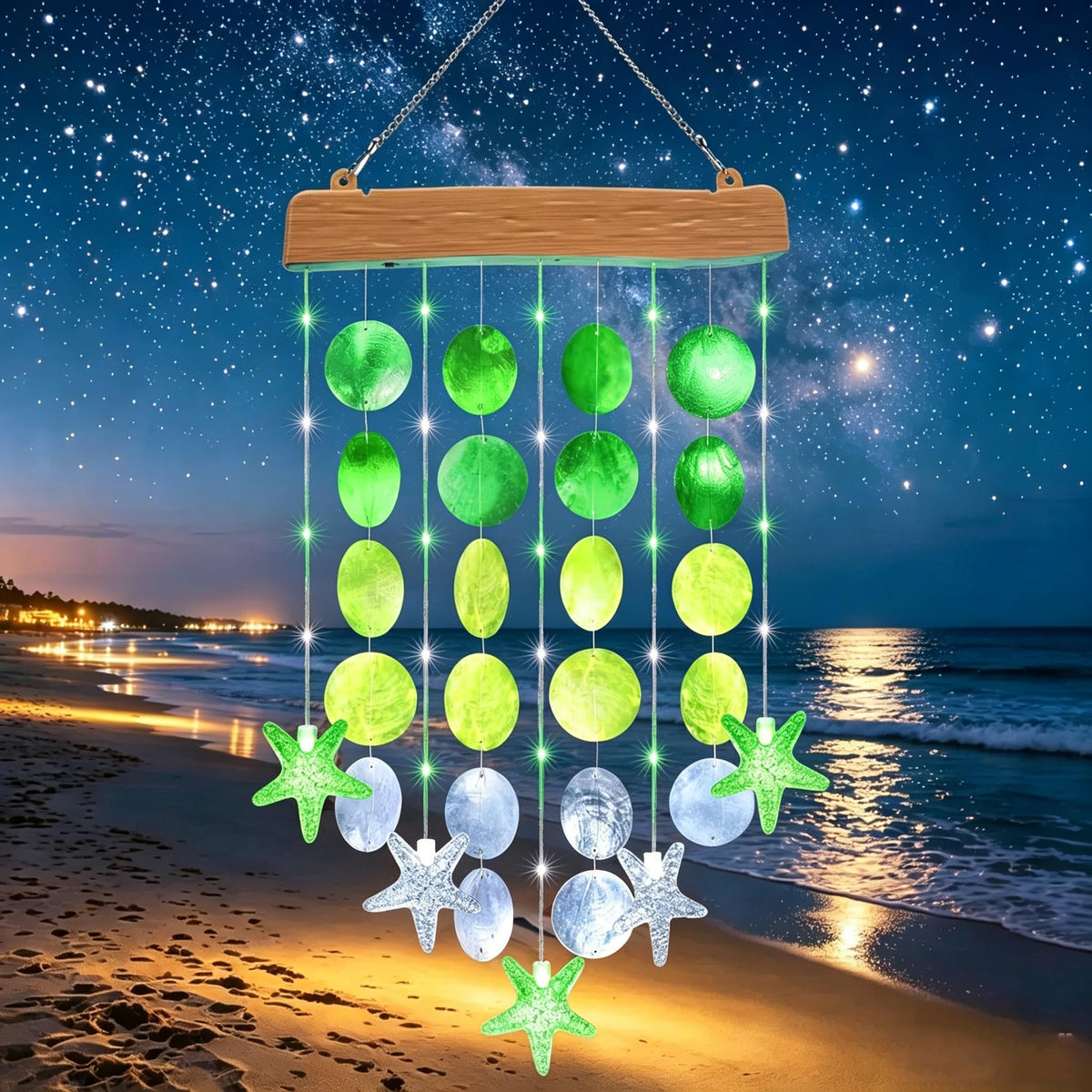 Solar Wind Chimes for Outside (White&green)