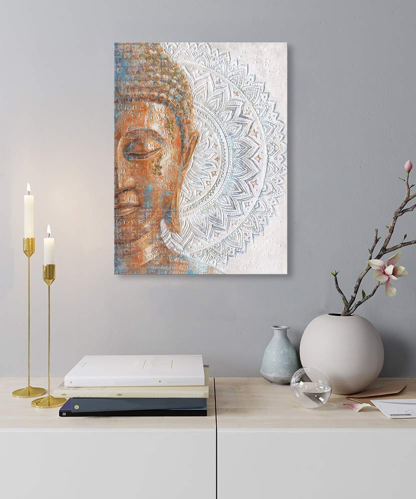 Gold Buddha Canvas Wall Art (24"x32"x1 / Buddha with Mandala)