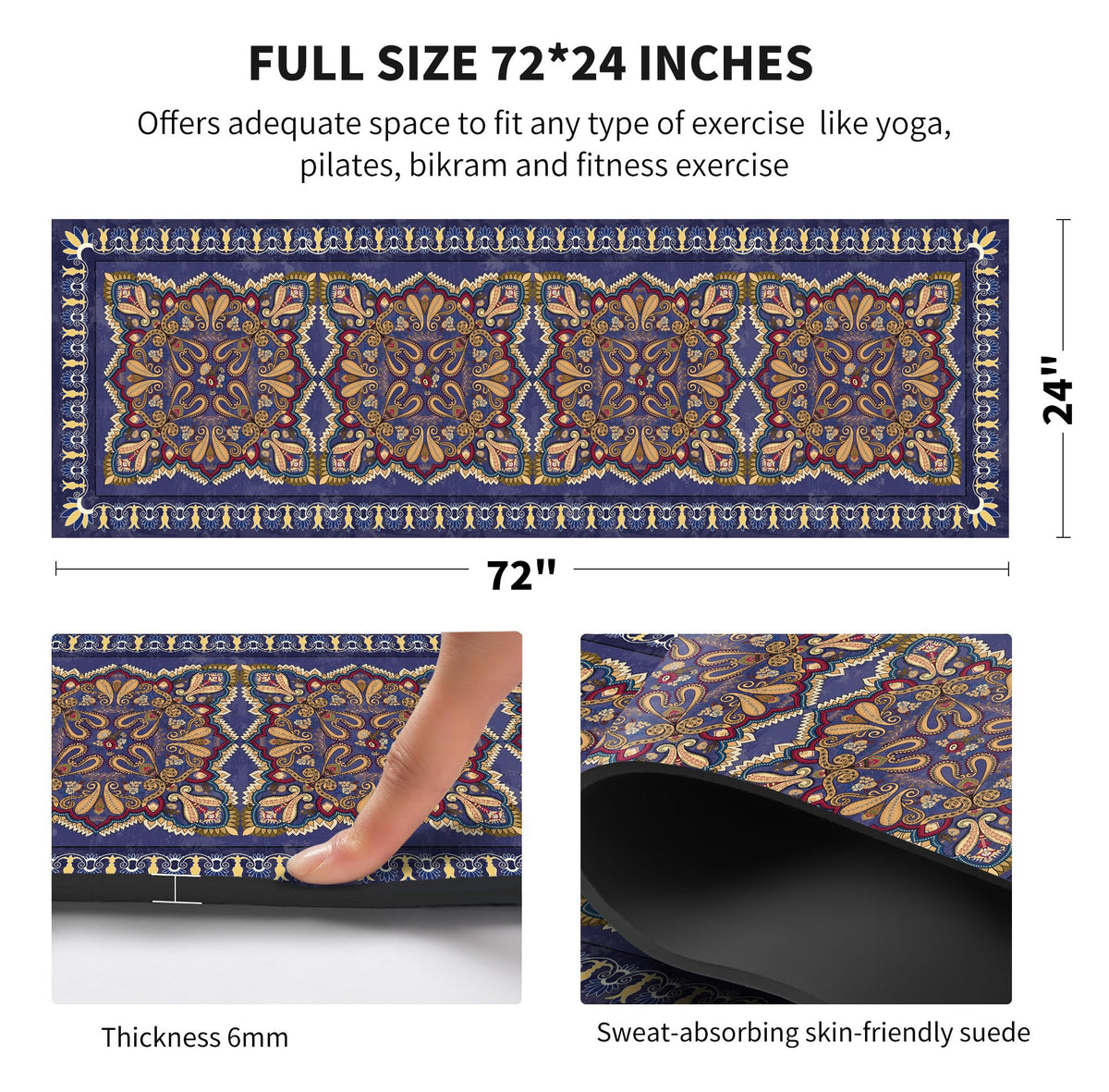 Yoga Mat Print Extra Thick TPE Non Slip Fitness Exercise Mat with Carrying Bag (OSDT1)